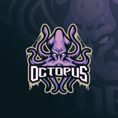 Octopus mascot logo design vector. Octopus illustration for sport and esport team.