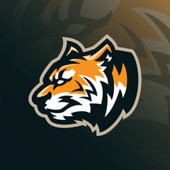 Tiger mascot logo design vector. Tiger head illustration for sport and esport team.