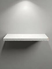 Minimalist white shelf against gray wall