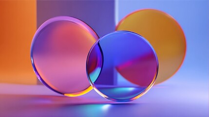 Abstract composition of transparent circular shapes with vibrant hues