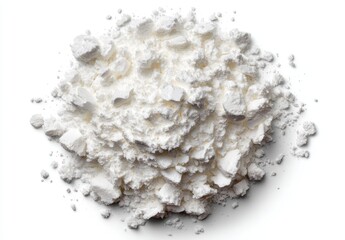 Pile of white powder against a white background
