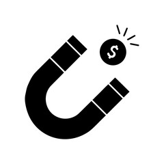 Financial Growth Money Magnet Vector Icon.