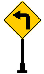 Roadsign turn left symbol with yellow background vector illustration for educational purpose ready to print or digital usage