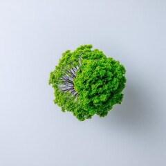 Overhead view of lush green tree on a white backdrop