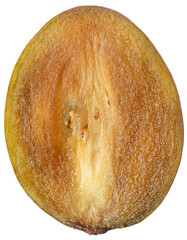 Half Cut of Ripe Sawo Fruit on Transparent Background