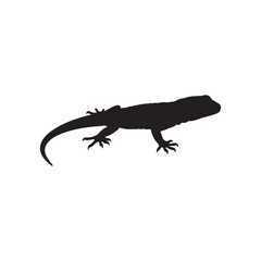 Naklejka premium Gecko lizard gila monster silhouette vector flat illustration on white background