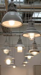 Modern industrial ceiling lights in minimalist design setting