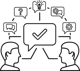 Fototapeta premium Communication and collaboration concept with checkmark