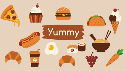 Vector Food Illustration Collection &ndash; Yummy Brown Stock Symbols for Web Design