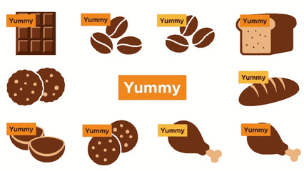 Vector Food Illustration Collection &ndash; Yummy Brown Stock Symbols for Web Design