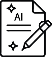 AI Document Creation Icon with Pencil artificial intelligence