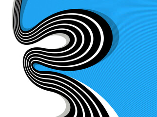Lines in motion vector abstract background, 3D perspective creative optical design with stripes, sound and music concept, flowing lines.