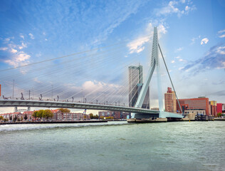 Stunning Erasmus bridge in the city of Rotterdam,. South Holland, the Netherlands