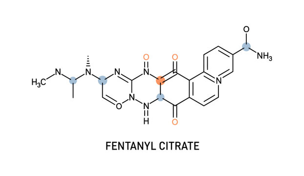 Fentanyl Citrate chemical molecular structure formula illustration