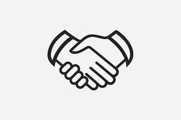 Minimalist Handshake Line Icon &ndash; Partnership, Agreement, and Business Collaboration Symbol