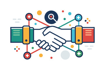 Minimalist Handshake Line Icon &ndash; Partnership, Agreement, and Business Collaboration Symbol