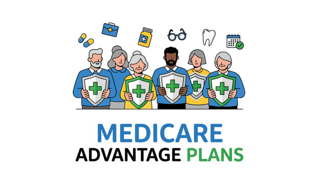 Medicare Advantage Plans infographic for seniors and elderly healthcare