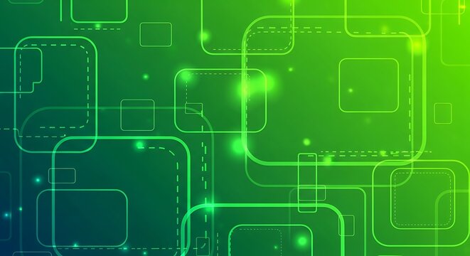 Abstract Green Technology Background with Glowing Circuit Board Elements.