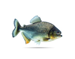 Piranha detailed body texture isolated on white background clean cutout high resolution image