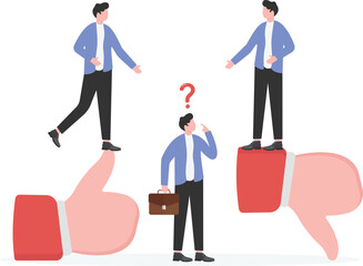 Businessman Facing Difficult Career Decisions and Choosing Between Options

