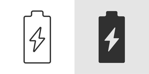 Battery Charging Icon showing a battery outline with a lightning bolt or charging indicator, representing power supply, energy level, and charging status in a clean, modern style.