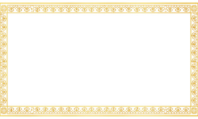 Luxury golden ornamental border frame with elegant floral pattern on clean white background for premium print and digital design