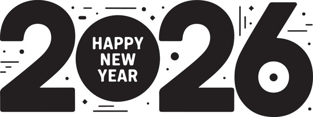 Obraz premium Happy new year 2026 celebration with festive confetti and bold typography on a white background