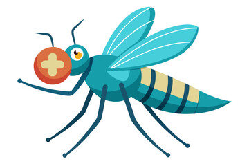 Fototapeta premium High-quality vector illustration of a mosquito in detailed line art style. This black and white insect outline is perfect for educational materials, biology textbooks, scientific posters, and healthca