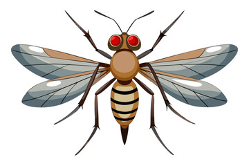 High-quality vector illustration of a mosquito in detailed line art style. This black and white insect outline is perfect for educational materials, biology textbooks, scientific posters, and healthca