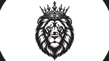 Fototapeta premium Majestic King Lion Head with Crown Logo Vector – Royal Power Mascot Emblem.
