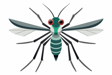 High-quality vector illustration of a mosquito in detailed line art style. This black and white insect outline is perfect for educational materials, biology textbooks, scientific posters, and healthca