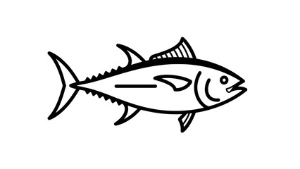 Fototapeta premium Minimalist line art illustration of a tuna fish isolated on white