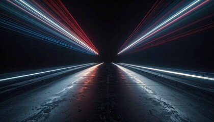 Abstract Red Blue Light Trails on Dark Background