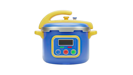 Colorful Pressure Cooker Isolated on White Background