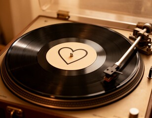 Turntable with Heart Vinyl Record