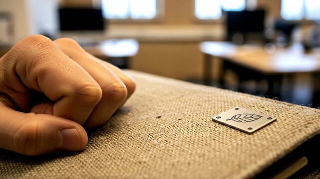 A close-up of a determined hand resting on a textured surface, showcasing focus and intent in a professional setting.