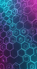 Abstract Hexagon Pattern with Neon Glow - Futuristic Technology Background.