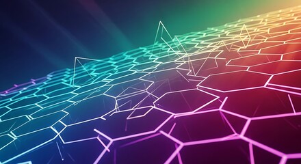 Abstract Hexagonal Network - Colorful Data Visualization and Connectivity.