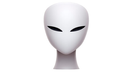 Alien head white mannequin smooth surface black eyes futuristic style minimalistic design isolated on transparent background mysterious expression science fiction concept