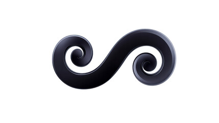 Fototapeta premium Black swirl abstract curve glossy spiral modern design decorative element isolated on transparent background elegant smooth artistic creative
