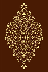 Mehndi flower pattern for Henna drawing and tattoo. Decoration in ethnic oriental, Indian style. Doodle ornament. Outline hand draw vector illustration.