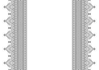 Set of Seamless borders pattern for Mehndi, Henna drawing and tattoo. Decoration in ethnic oriental, Indian style. Doodle ornament. Outline hand draw vector illustration.