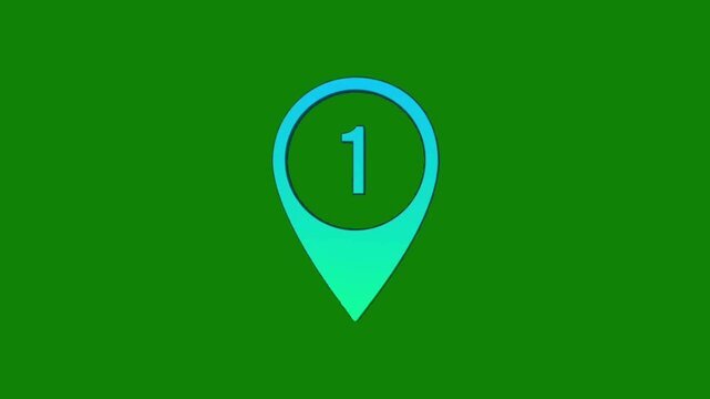 Animated location pin icon with refresh symbol on green background