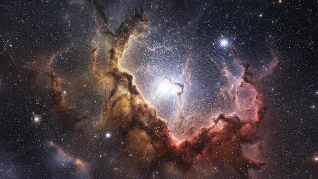 Celestial Tapestry: Unveiling the awe-inspiring beauty of the cosmos, the image presents a vibrant nebula. Rich hues and intricate patterns weave together in a visual symphony.