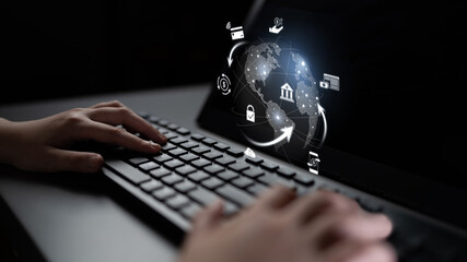 Worldwide digital payment network showing secure financial transactions. Digital payment supports transfer, digital payment ensures security, boosts convenience, drives global finance. Latch