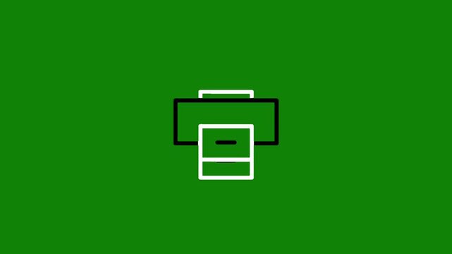 Modern printer icon on green background for business or tech use