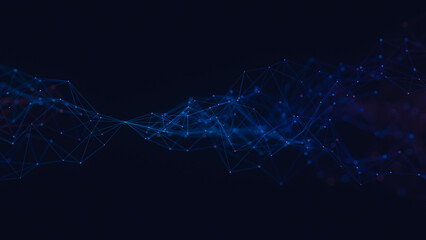 Abstract technology background big data visualization analysis network connection geometric dots and lines particles plexus structure. Science background. 3d rendering.