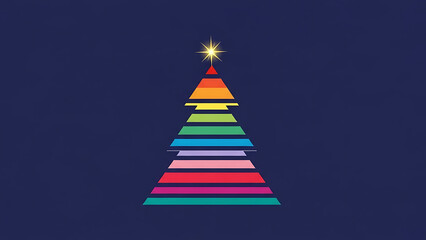 Colorful Christmas Tree Illustration, Holiday Spirit, Digital Art, Festive Celebration, Cheerful Environment, Vibrant Colors