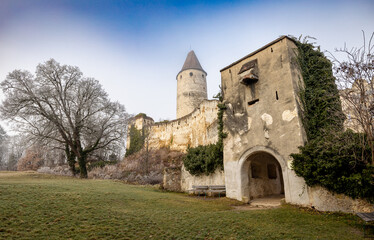 Fototapeta premium mystical castle Seebenstein in Lower Austria at Winter
