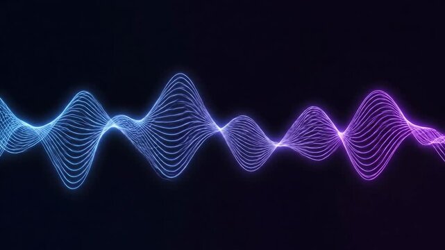 A vibrant digital visualization of soundwaves with glowing lines and dynamic motion effects, perfect for music, technology, and futuristic theme videos